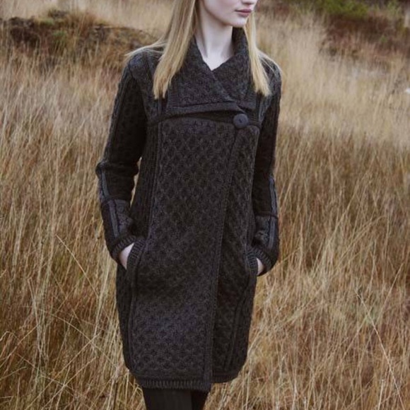 Aran Crafts Sweaters - Aran Crafts wool button sweater coat medium grey
